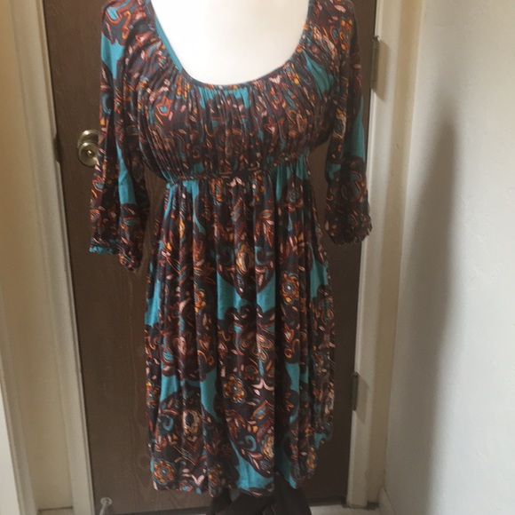 3 quarter sleeve Paisley print dress - Picture 2 of 5